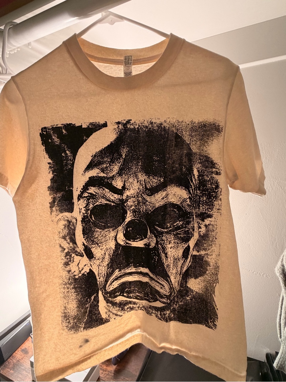 Unbranded Men’s Graphic T-Shirt in Beige with Black Print